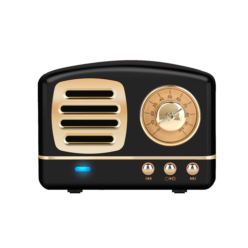 Protable Rechargeable Wireless Stereo Retro Speaker BT Conncetion TF Card USB AUX Input for Travel Kitchen Bedrooms Usage: Black