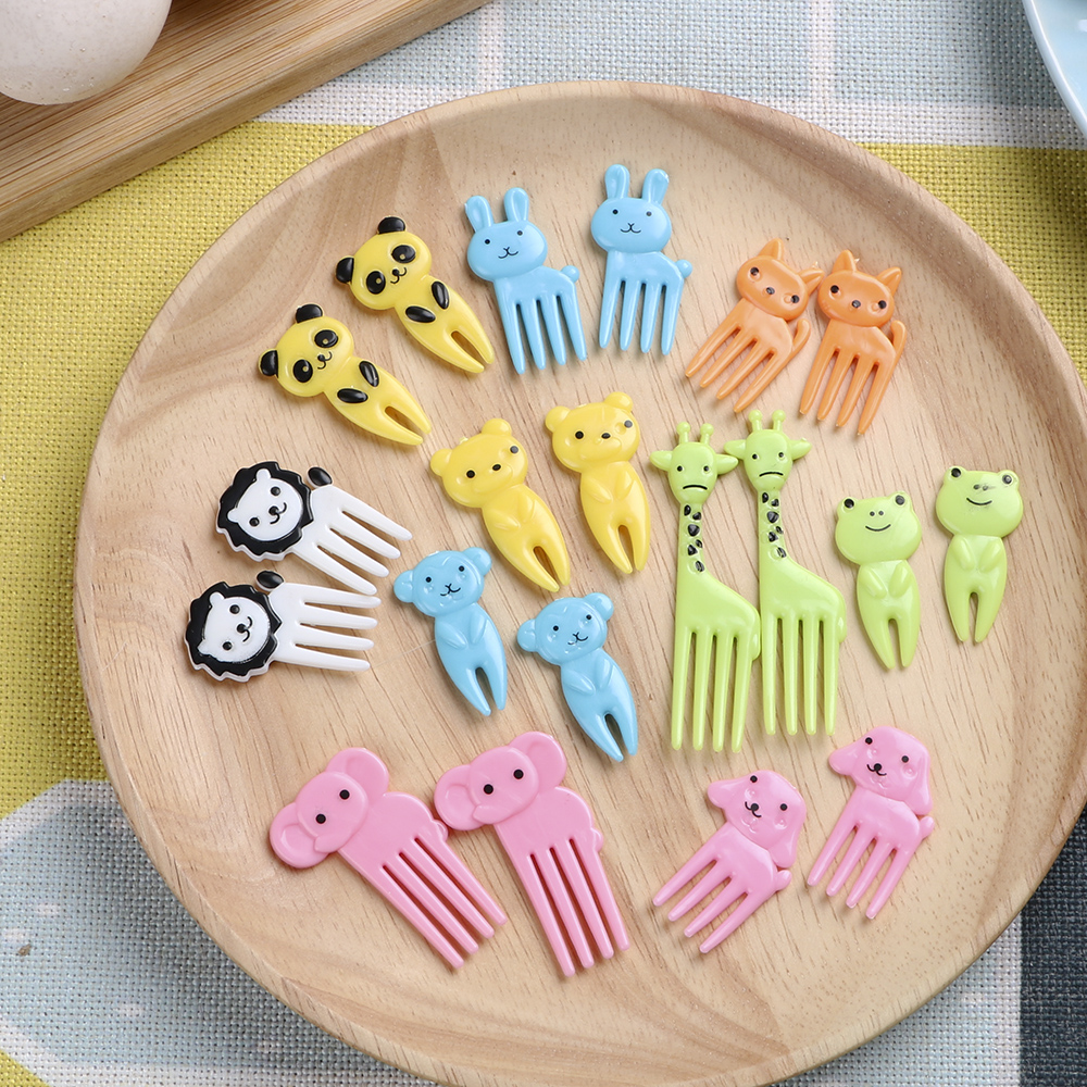 10pcs/pack Cute Animal Farm Fruit Fork Bento Lunches Toothpick Mini Snack Dessert Food Fork for Children Lunches Party Decor
