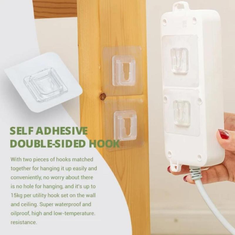 5/10 Pairs Double-sided Adhesive Plastic Hooks Waterproof Sticky for Kitchen Shelf Sticker Wall Hanging Strong Adhesive Hook