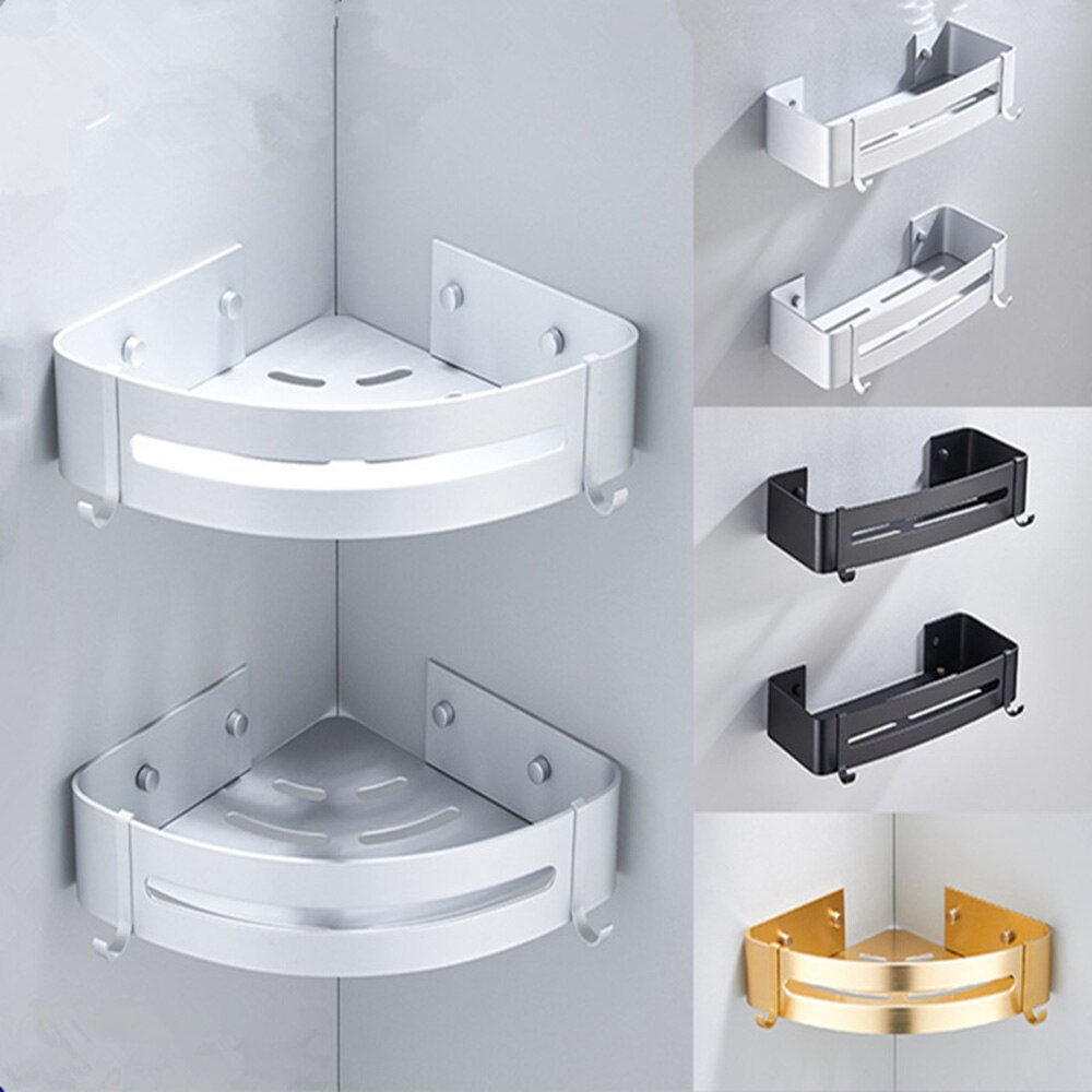 Dreieck Handtuch Dusche Storage Rack Schwarz Ecke Regale Wand Montiert Aluminium Lagerung Korb Organizer Bad Zubehör