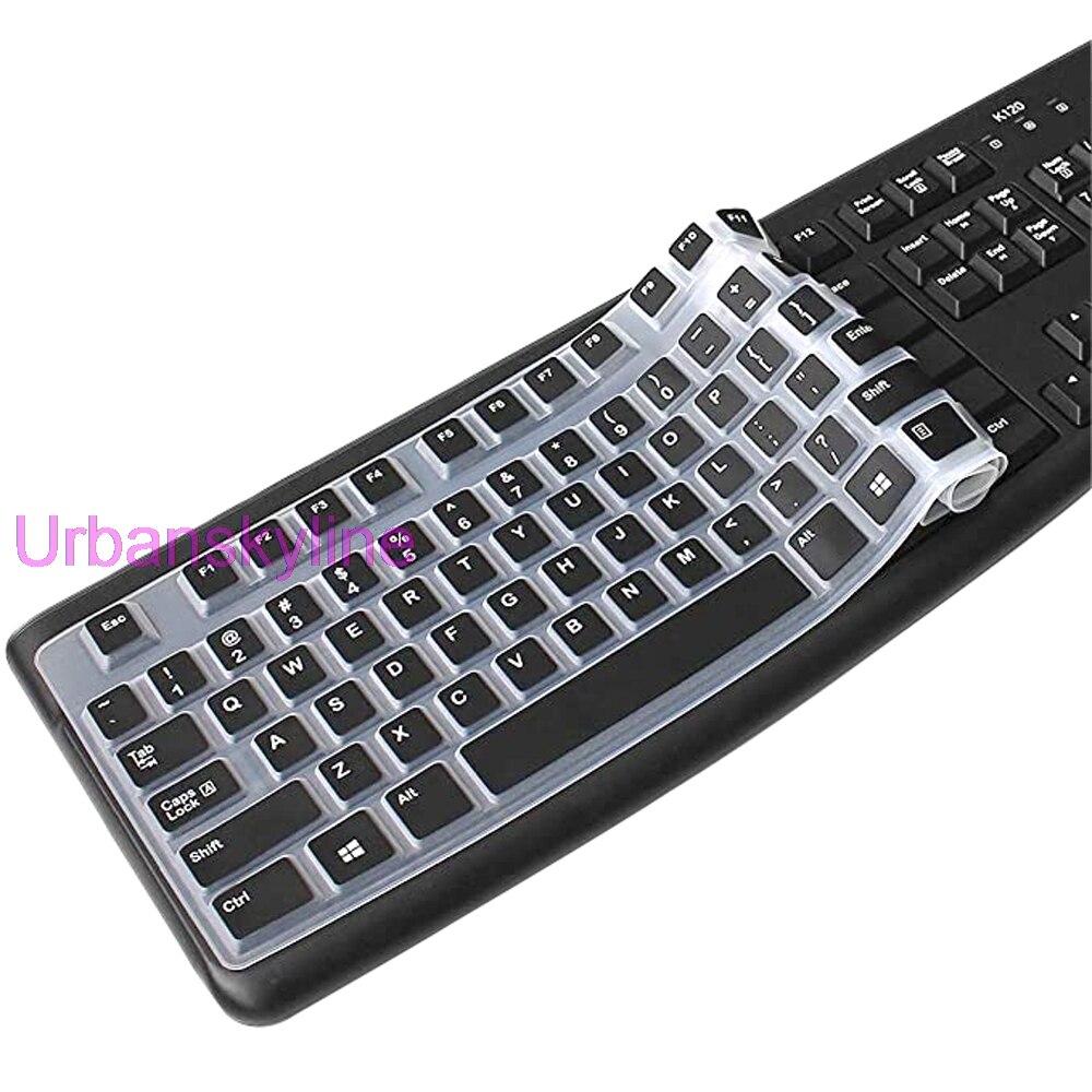 MK120 Toetsenbord Cover Voor Logitech MK120 K120 Bedrade Set Transparant Clear Black Film Siliconen Tpu Case Slim Dunne Engels Ons