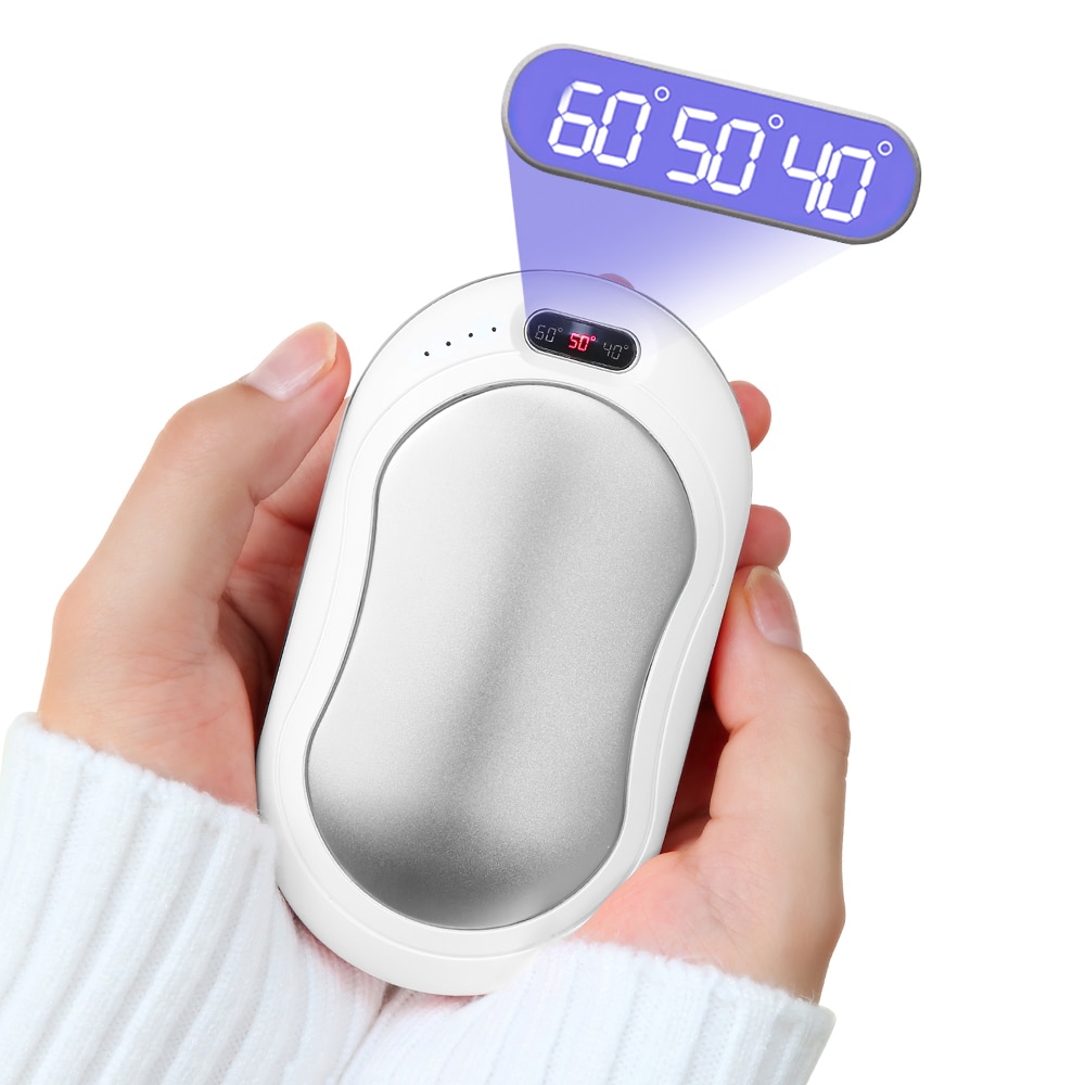 DIOZO-calentador de manos eléctrico Mini 2 en 1, calentador de manos portátil, recargable por USB, almohadilla de calefacción: silver