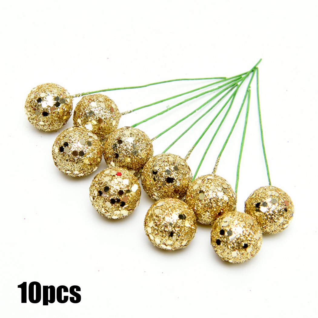 10 Pcs/ String Glitter Christmas Balls Baubles Xmas Tree Hanging Ornament Decors