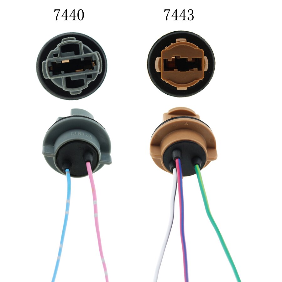 Yccpauto 2 stk  t20 7440 7443 pære socket holder  w21/5w w21w led lys basen koble ledningene kabel for bil auto parkeringslys