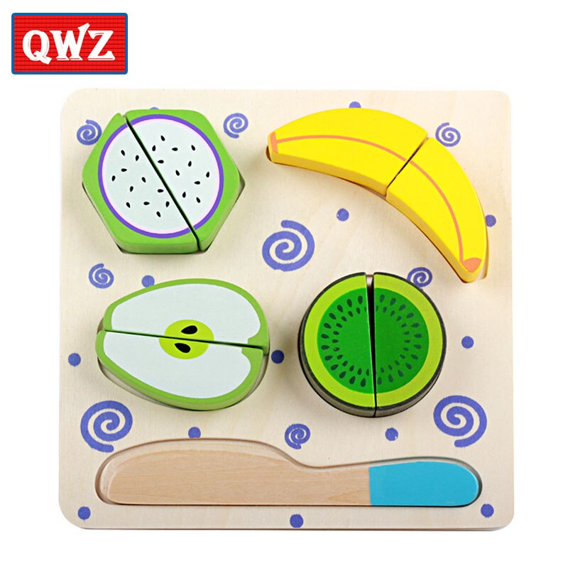 Houten Speelgoed Keuken Cut Fruit Groenten Dessert Kids Koken Keuken Speelgoed Voedsel Pretend Play Puzzel Educatief Speelgoed voor Kinderen: QWZ093-D-banana