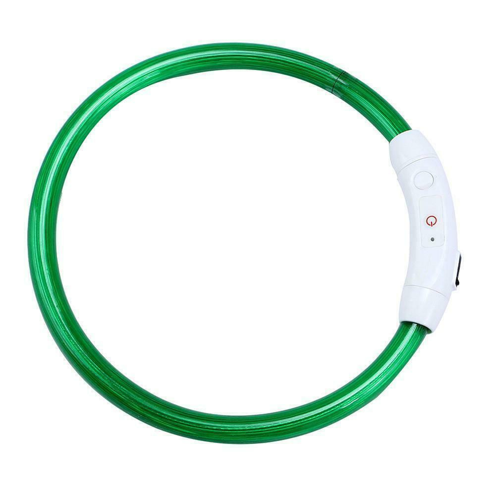 USB Rechargeable LED Dog Pet Collar Flashing Adjustable Safety Light Neck Chain H99F: M / Green