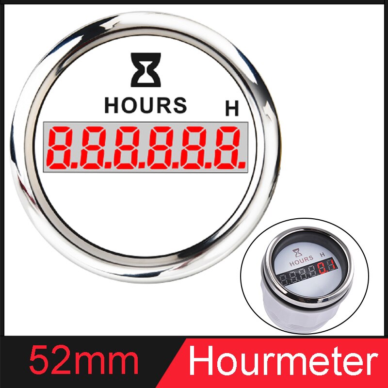 Universel 52mm bateau sablier étanche heures mètres temps jauges pour Marine voiture moto Yacht 9-32V rouge rétro-éclairage: WS