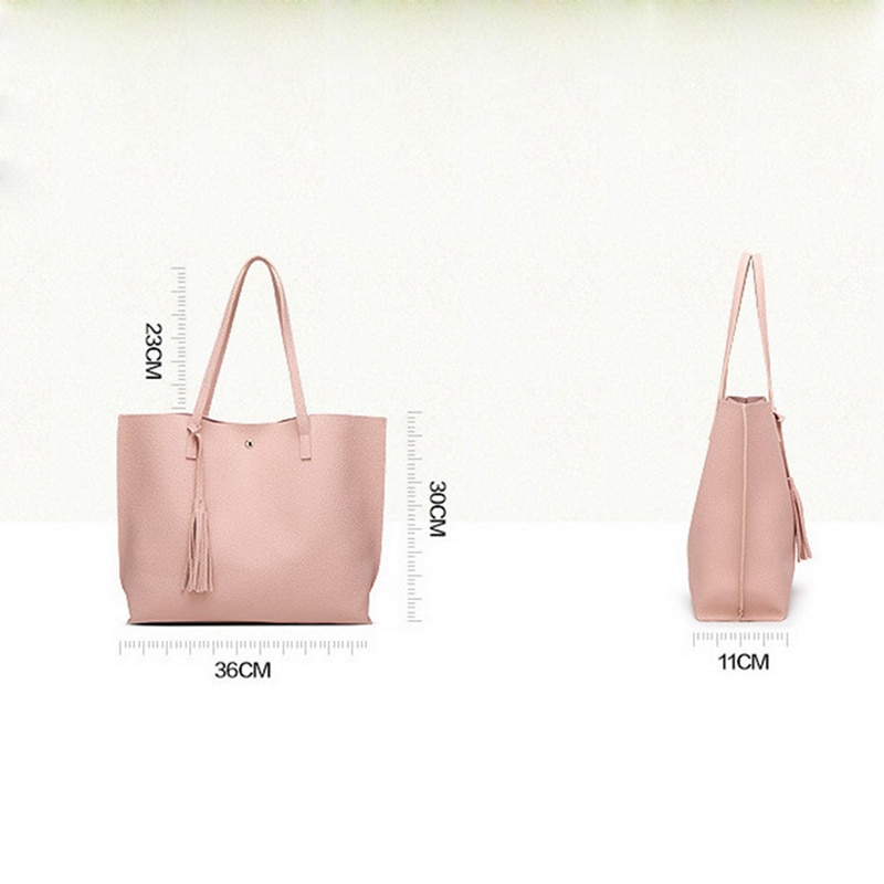 Bolso Casual de para mujer, bolso con asa, bolso de gran capacidad en 7 colores para mujer, bolso grande de cuero con borla para mujer