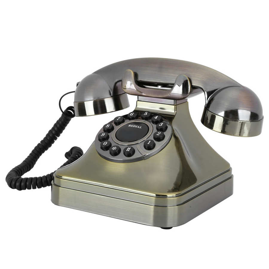 Vintage Retro Landline Telephone Antique Bronze High Definition Call Large Button Dial Telephone for Home Office Hotel