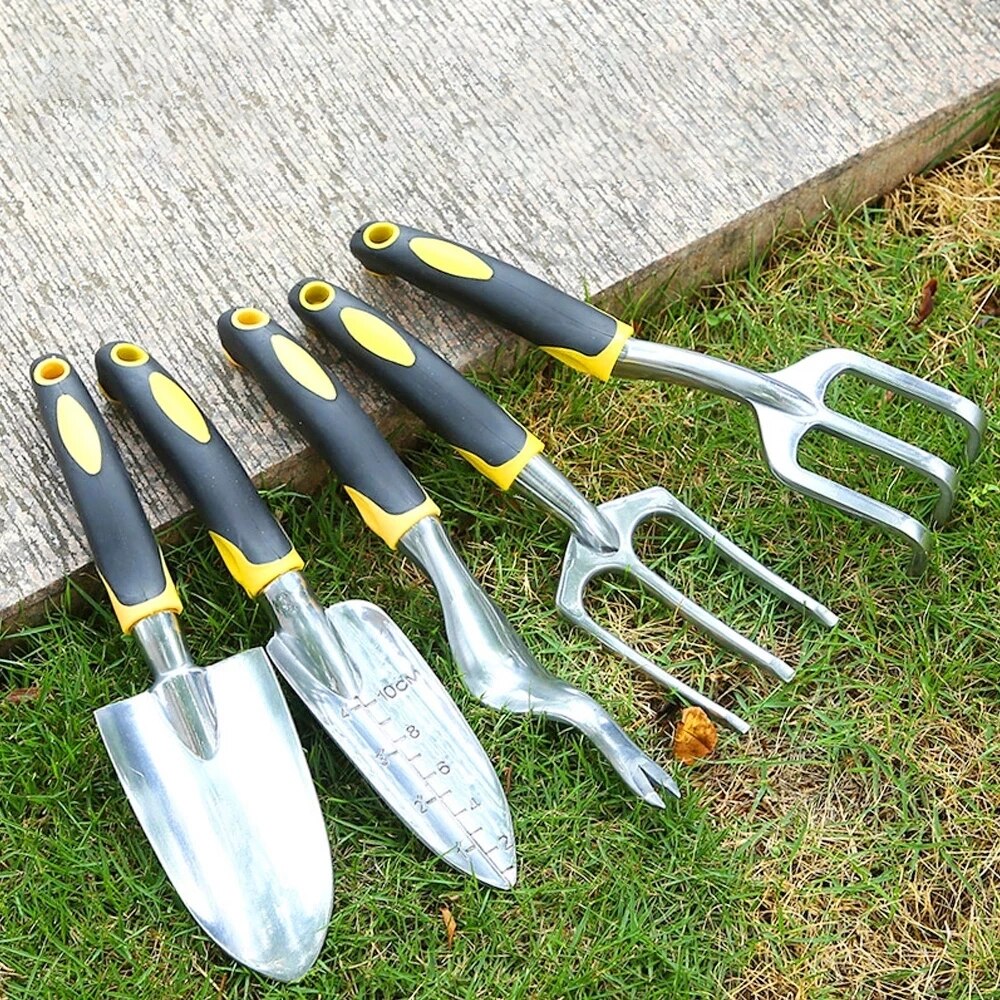 Manual Gardening Tool Set Hand Rake Shovel With Scale Transplant Dig Weeder Cultivator Trowel Non-Slip Ergonomic Handle Tools
