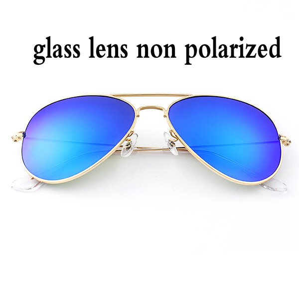 Boloban 3026 gepolariseerde zonnebril heren dames 60mm pilotenbril met glazen lenzen en spiegel oculos de sol  uv400: Blauw glas
