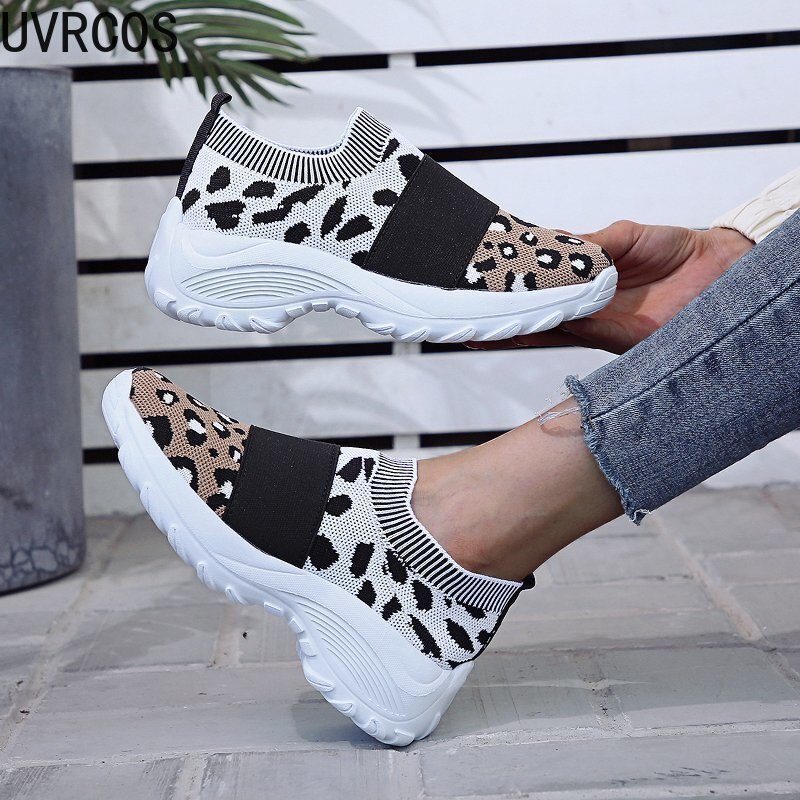 Sneakers dames gevulkaniseerde schoenen lente herfst luipaardprint sneakers ronde platform mesh platte casual schoenen grote maat 43