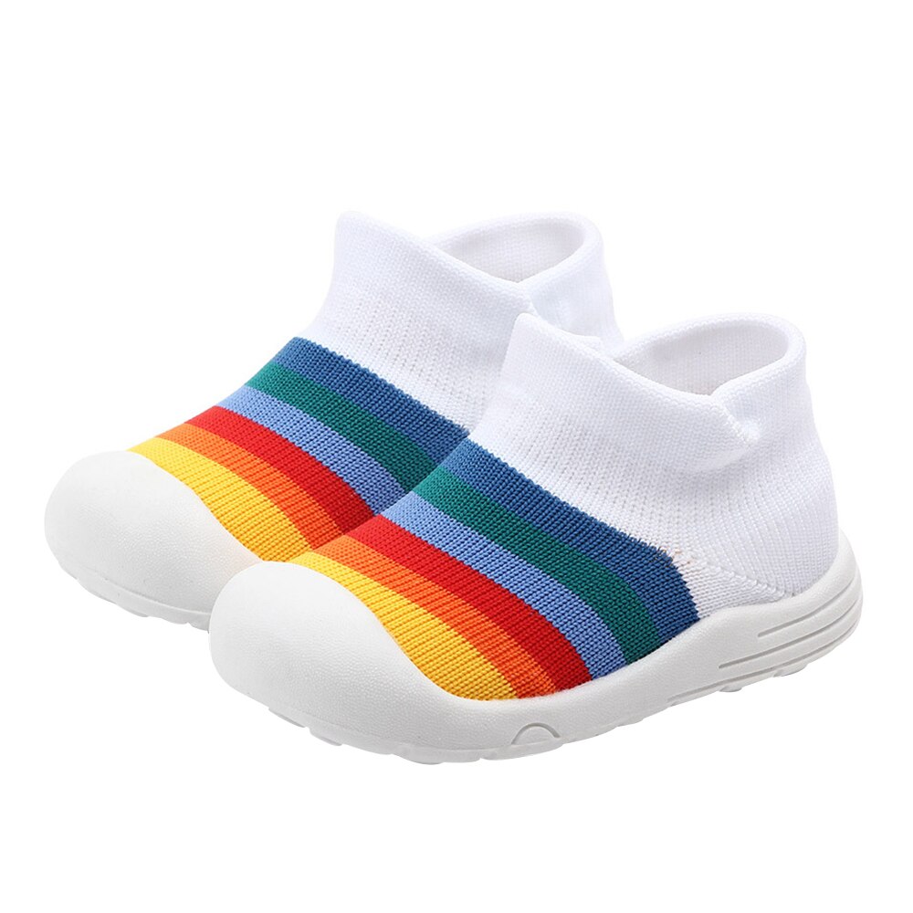 Unisex Baby Shoes First Shoes Baby Walkers Toddler Colorful Baby Girl Kids Soft Rubber Sole Baby Shoe Knit Booties Anti-slip D30