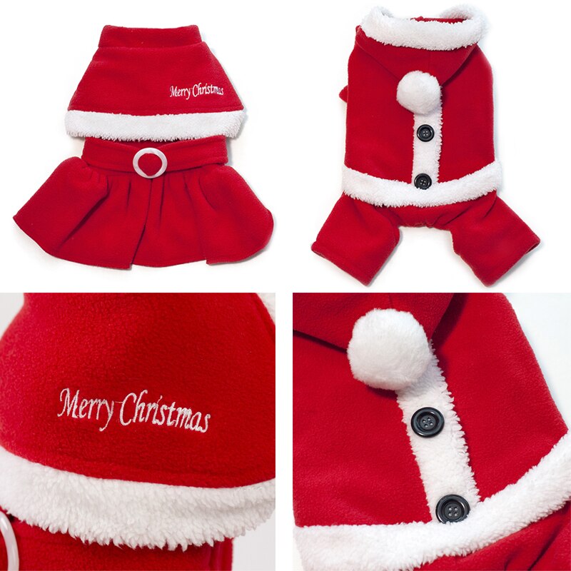 Santa Claus Dog Costume Winter Warm Fleece Small Medium Dog Coat Jackets Chihuahua French Bulldog Christmas Pet Dogs Clothes