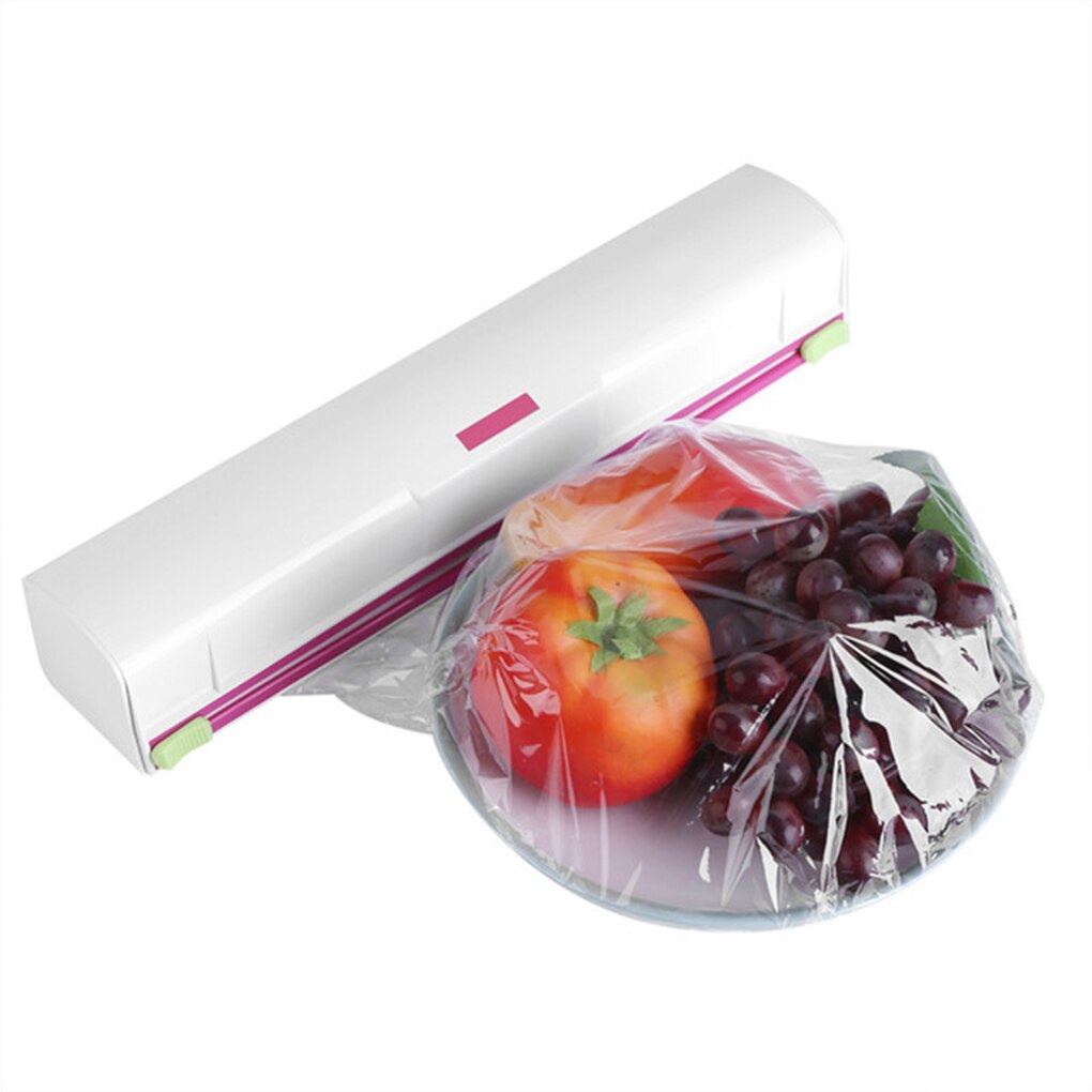 Film transparente envoltura caja de soporte para almacenamiento de acero inoxidable conservante dispensador de Film de cocina de aluminio sellado de cera cortador de papel