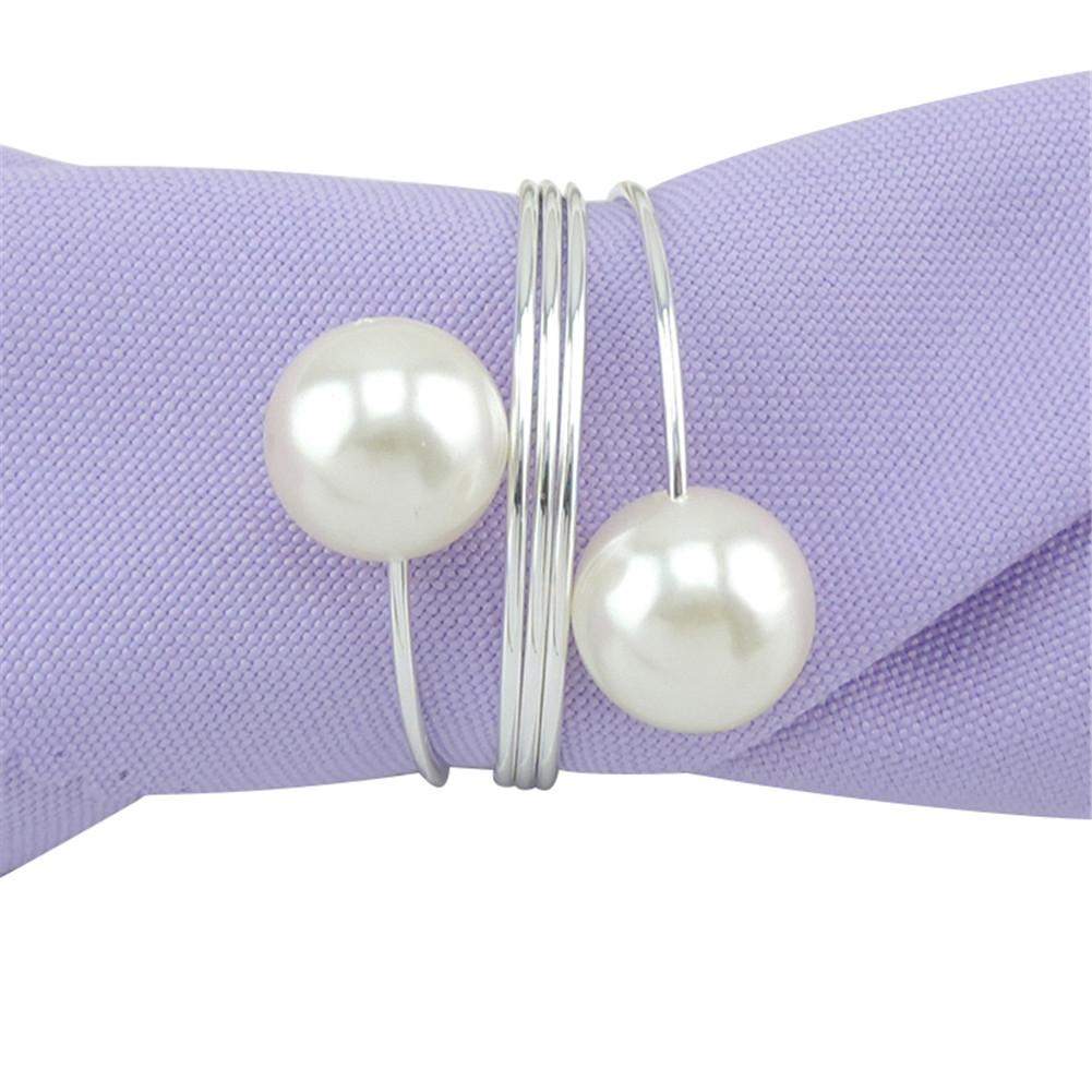 12PCS Parel Servetring Servet Gesp Creat Persoonlijkheid Metalen Servet Ring Partij Decoratie Benodigdheden Voor Thuis Keuken: Silver