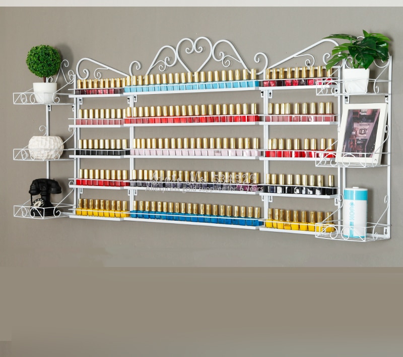 Grote Nagellak Opbergrek Muur Manicure Cosmetica Display Stand Moderne Metalen Nagellak Opslag Voor Nail Beauty Salon