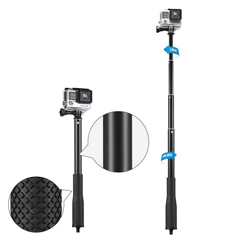 Aluminium 43 "Go Pro Hero 9 Einbeinstativ Selfie Stick + Fernbedienung clip halter Für GoPro hero 8 7 hero 5 zubehör