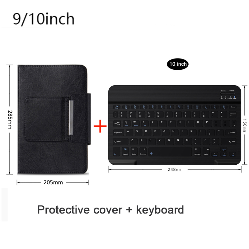 Clavier Bluetooth sans fil avec étui en cuir pour tablette universelle IOS Android Windows, étui en cuir magnétique détachable: Beige