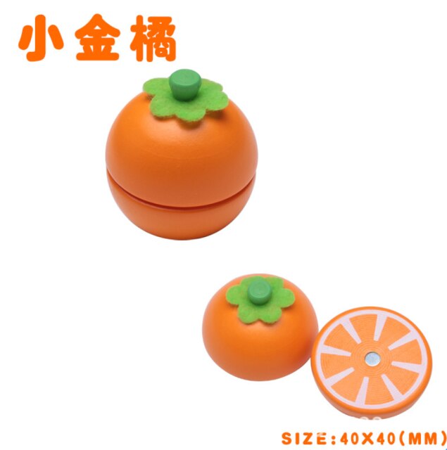 Montessori Educational Toy wooden kitchen toy fruit cutting avocado cut fruit toy house food toy Pretend Play Toy Christmas: Small Orange