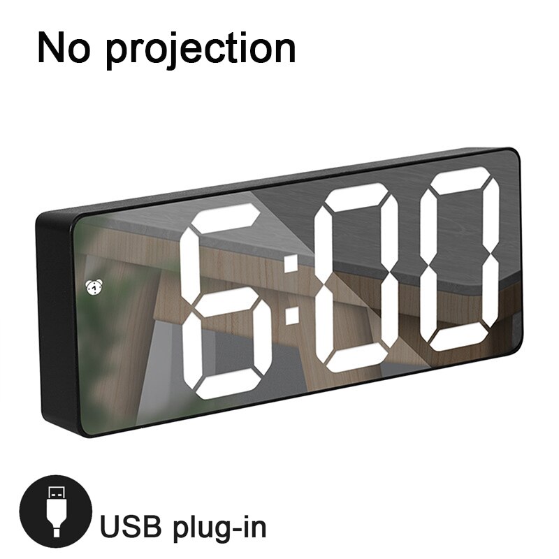 LED Digital Smart Projector Alarm Clock Table Electronic Desktop Clock USB Wake Up With 180° Time Projector Snooze Alarm Clock: B01 No projection