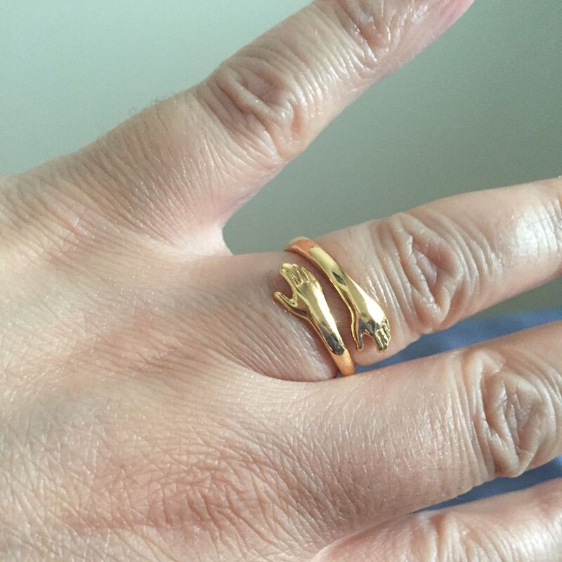 Verstelbare Handen Ring Voor Vrouwen Rvs Goud Vinger Handen Ring Vintage Delicate Hand Sieraden Anniversary Bague Femme