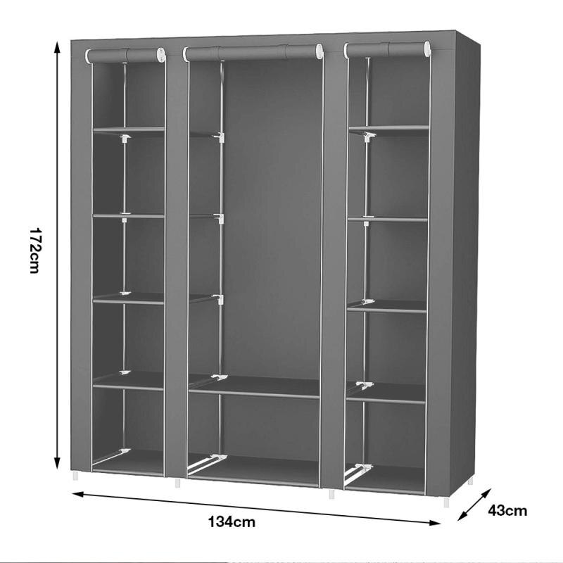 Offre Spéciale Trois-porte vêtement en tissu non tissé Multi-usages penderie tissu Placard Portable Pliant Vêtements Armoire De Rangement Meubles HWC