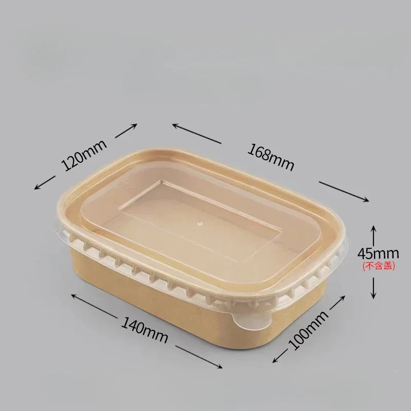 Disposable Lunch Box Eco-friendly Kraft Paper Food Grade Thickened Rectangular Takeaway Box Microwave Heating