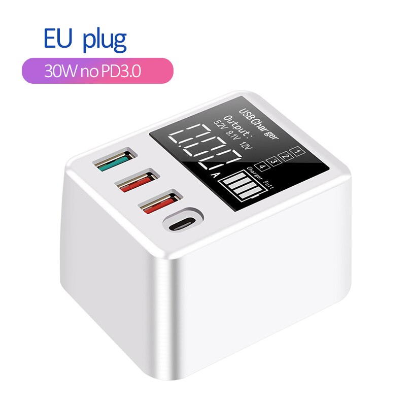 40W QC3.0 Multi Usb Charger PD3.0 Snelle Telefoon Oplader Travel Muur Adapter Voor Samsung Xiaomi Mobiele Telefoon Oplader Voor iphone 11 X: 30W NO pd3.0 EU