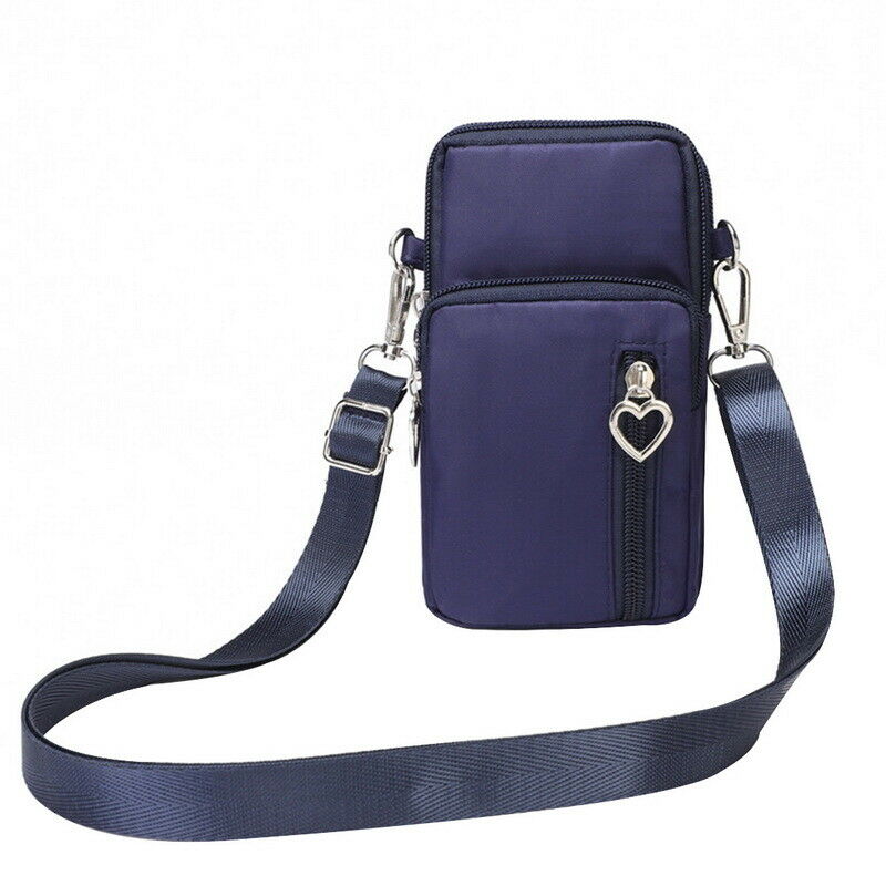 Mode Stijl Vrouwen Cross body Mobiele Telefoon Schoudertas Pouch Case Riem Purse Portemonnee: Blauw