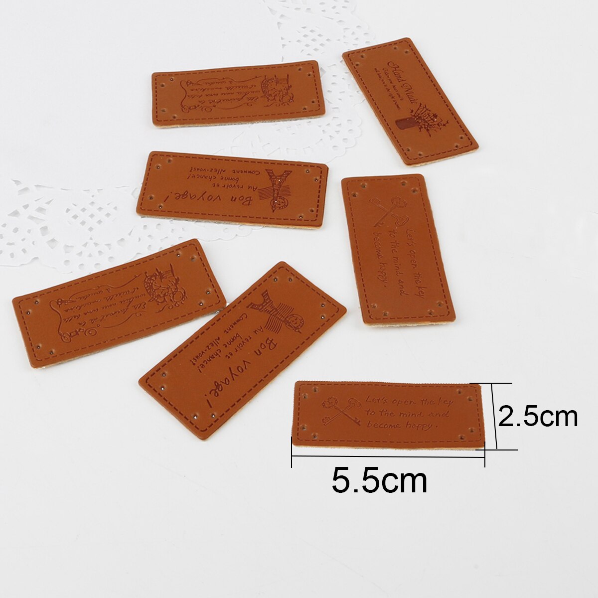 10 stuks letterpatroon pu-leren labels rechthoekig reliëflabel diy vlaglabels voor kleding, schoenen, tassen, kleding, naaiaccessoires