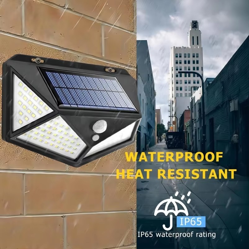 Applique Murale Solaire à 100 LED, 4 Côtés, avec Détecteur de Mouvement, Imperméable, pour Jardin, Cour Extérieure, 1 à 12 Pièces