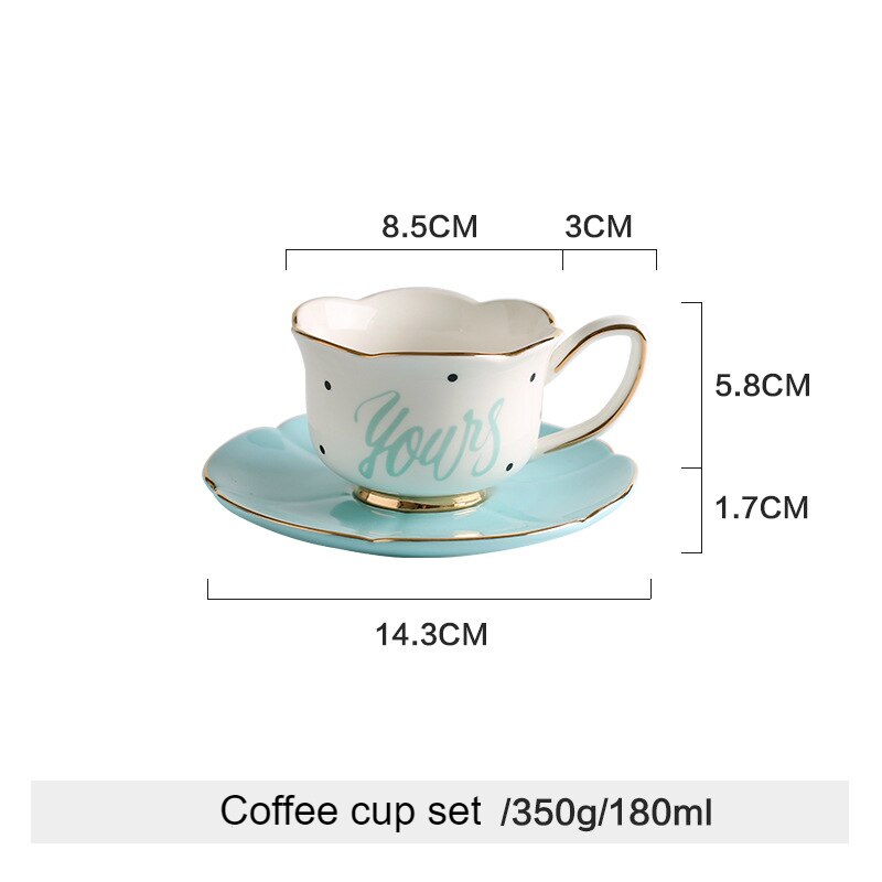 European flower ceramic English afternoon Tea sets Coffee Cup Set High grade Coffeeware Set Black Tea Cup Set Drinkware: Blue