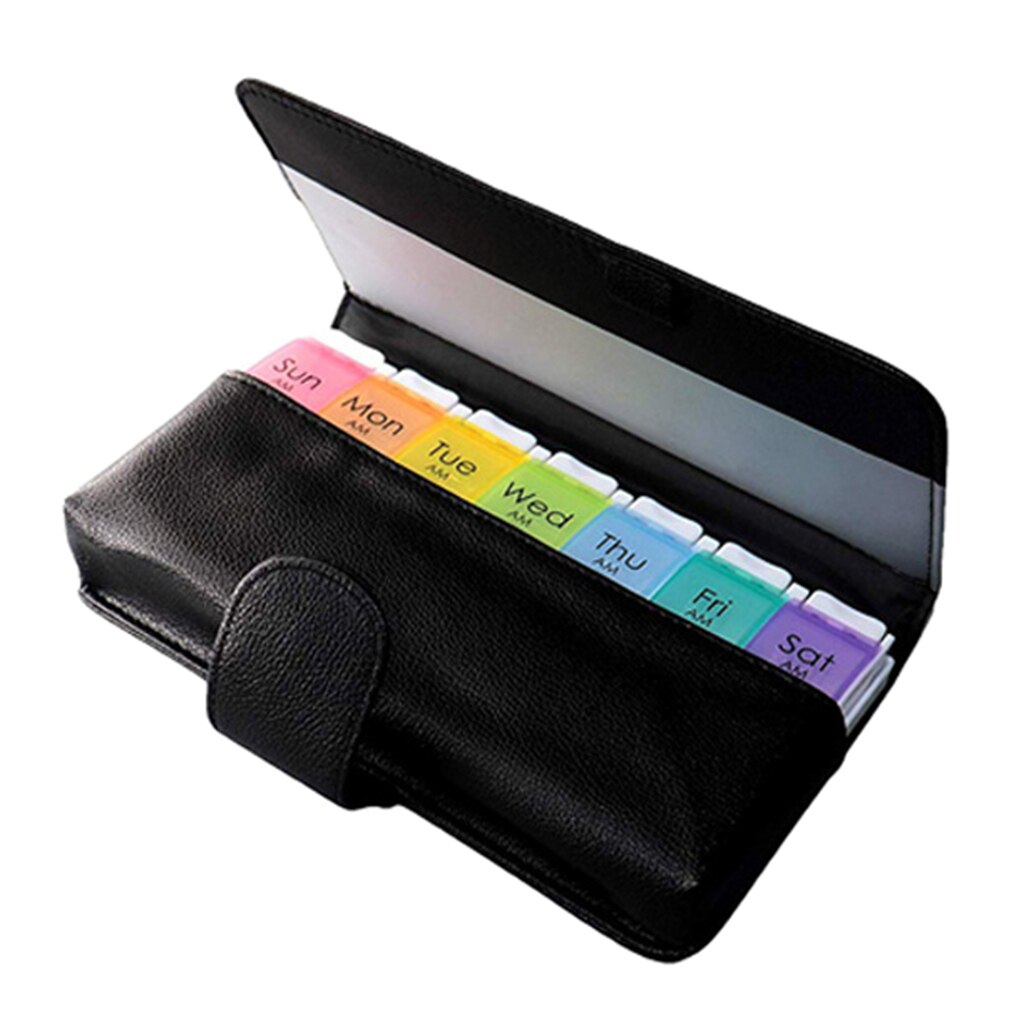 7 Day Weekly Pill Organizer Push Button Dispenser Case Daily
