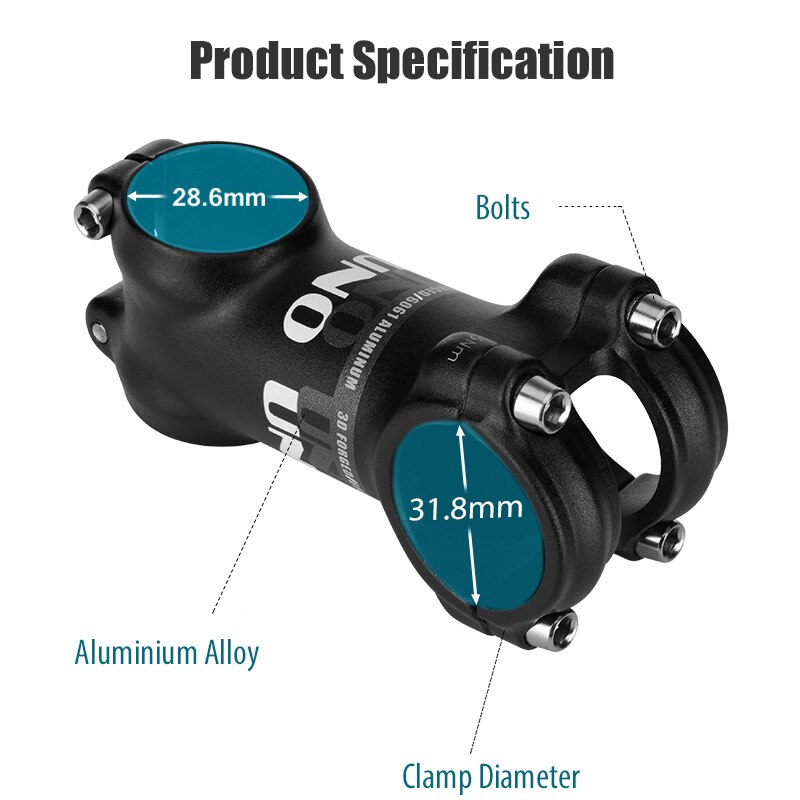UNO Bike attacco manubrio bicicletta 1-1/2 "1/4mm Riser manubrio per BMX MTB Road Bike 7/ 17/ 35 gradi da 60mm a 31.8mm lega di alluminio