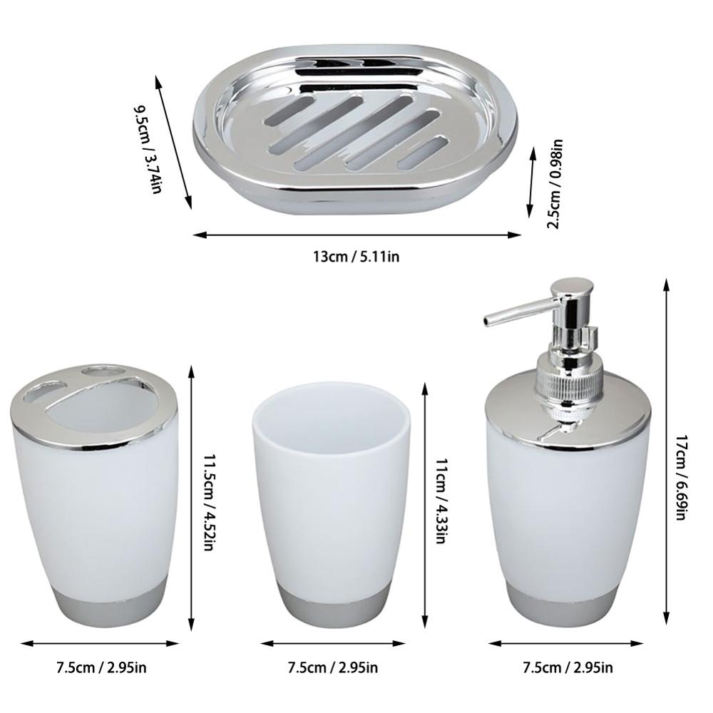 4Pcs/Set Bathroom Suit Set Bathing Accessories Goods Includes Soap Box Cup Toothbrush Holder Soap Dispenser Soap Dish Set