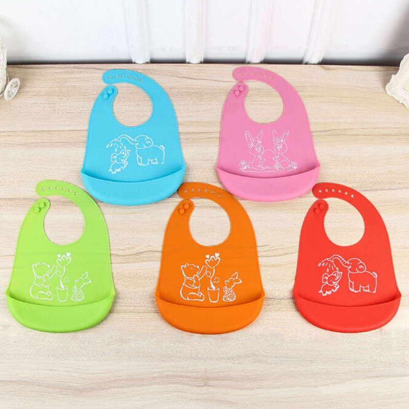 Été réglable imperméable bavoir dessin animé imprime enfants silicone bavoir bébé bavoir enfants bébé outils d'alimentation garçon fille bavoirs tablier