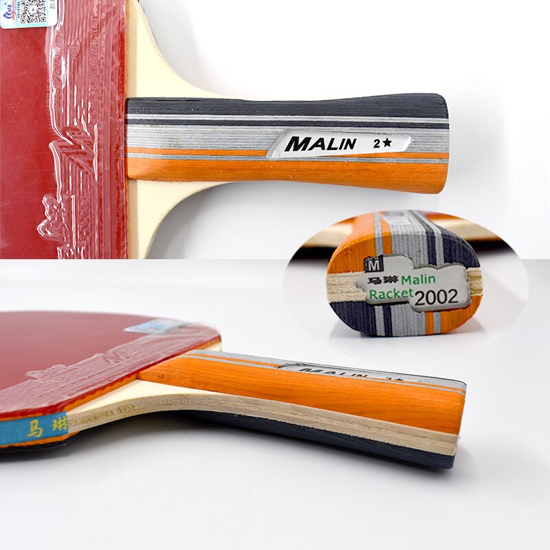Malin Pure Wooden Table Tennis Racket Horizontal Grip and Straight Grip Novice Training Racket with Racket Bag