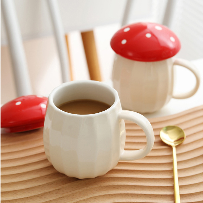 Paddestoel Mok Met Deksel Koffie Cups Keramische Mokken Office Thuis Ontbijt Mok Paddestoel Patroon Drinkware Voor Vrienden En Familieleden