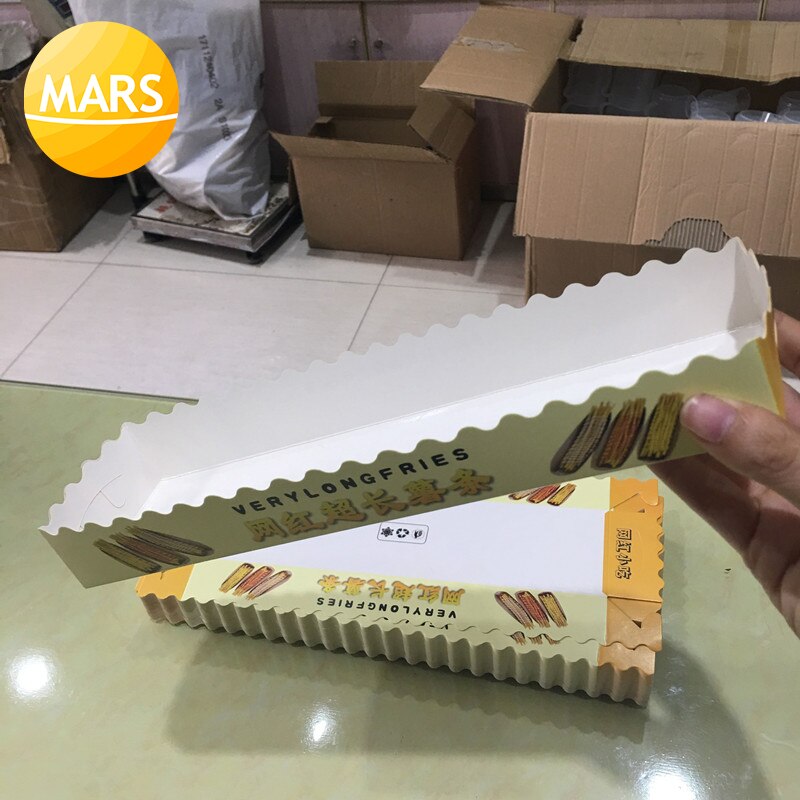 100 Stck/viel Längste Kartoffel Chips Verpackung Kasten/Footlong Kartoffel Chips Papier Kasten/Einweg Papier Kasten für 30mm Lange Französisch Frites