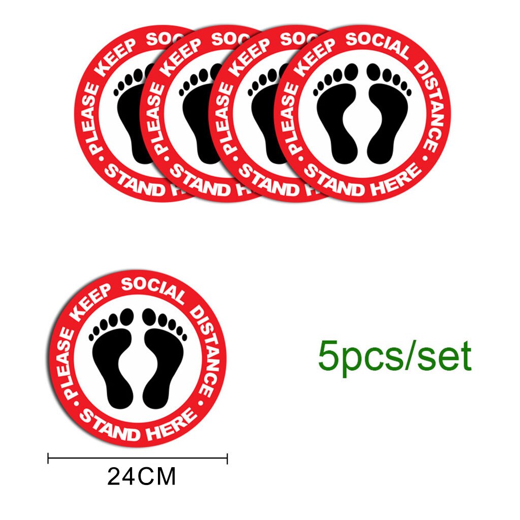 5 Pack Social Distancing Floor Decals Safety Floor Sign Marker 6 Foot Distance
