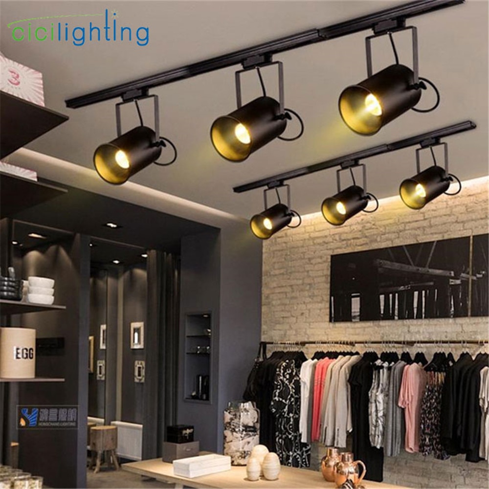 1 pièces 5W led piste lumière Vintage noir piste lampe magasin de vêtements cob projecteurs led industriel américain Style Loft rail spot