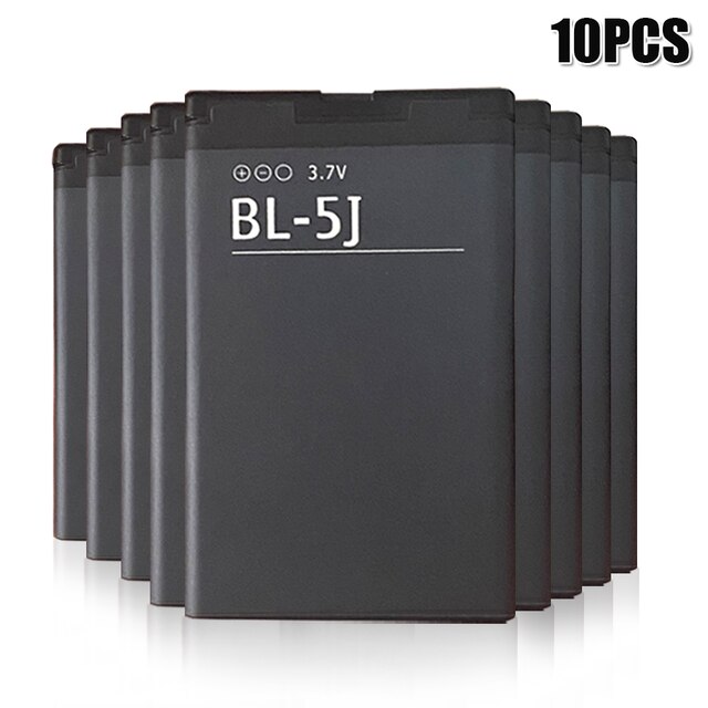 Batterie de téléphone BL-5J BL5J BL 5J 1320mAh pour Nokia 5230 5233 5235 5236 5800 XpressMusic N900 C3 Lumia 3020 520 525 530 5228 5900: 10PCS