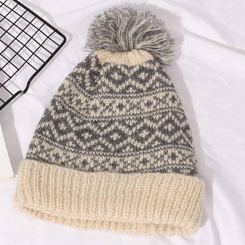 Damska czapka z dzianiny pomponowej, czapka zimowa, puszysta czapka z daszkiem na zewnątrz, naturalna bawełna z pomponem, czapka damska, wygodna elastyczna konstrukcja