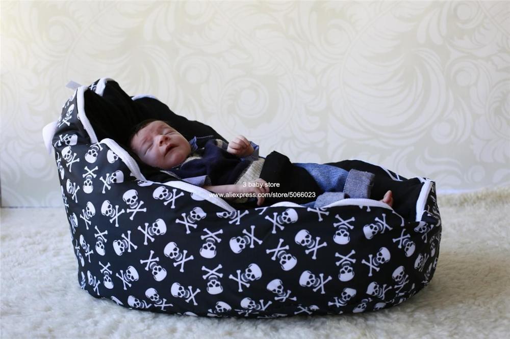 Schedel Piraat Blauw Top Baby Sofa Stoel, Geen Filler: black