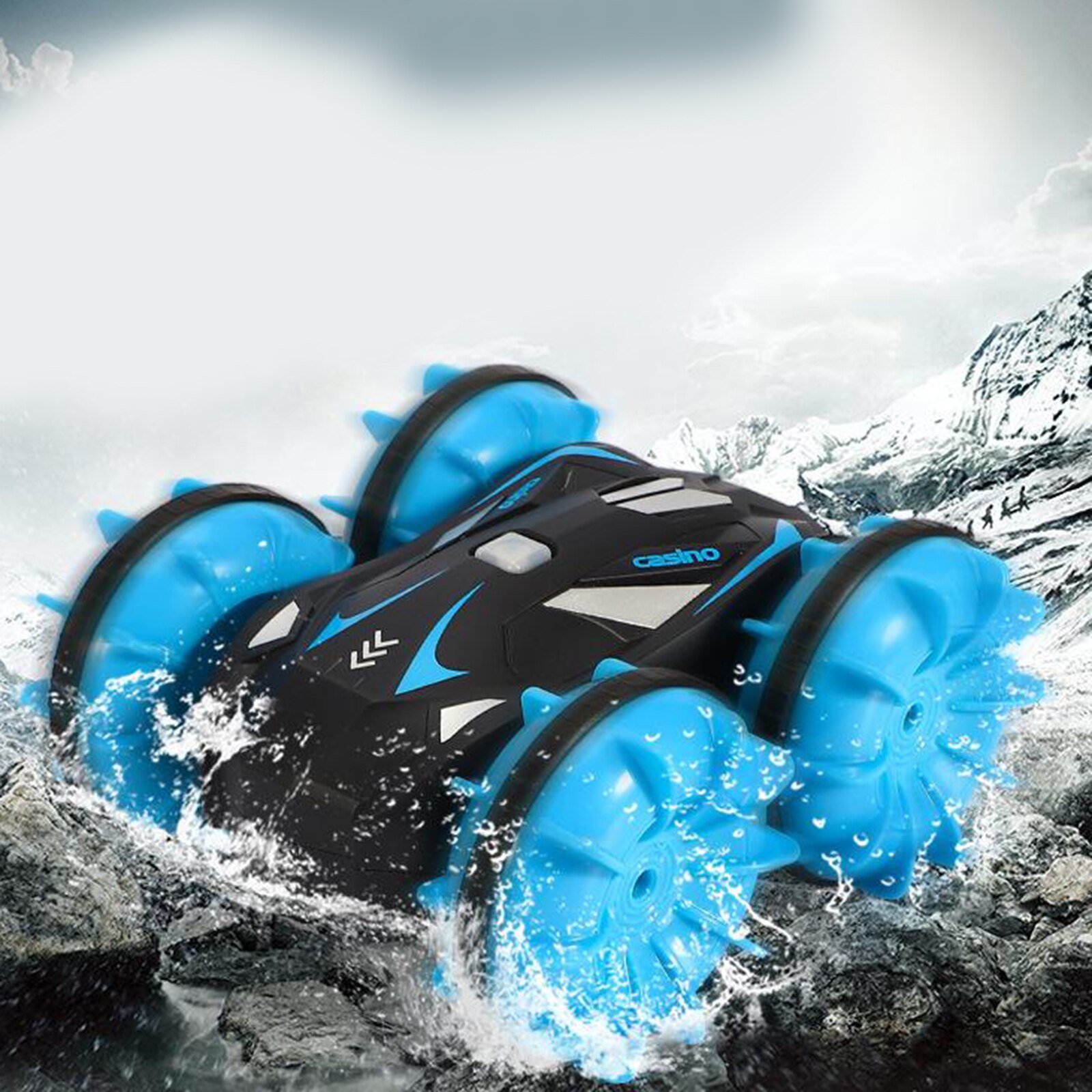 Kids Rc Stunt Auto Op Water En Land Hoge Snelheid 360 Draaien Spelen 15-20Min: blue