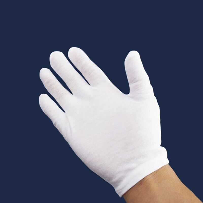 Guantes Blancos de algodón para limpieza de joyas, de plata, 3 pares