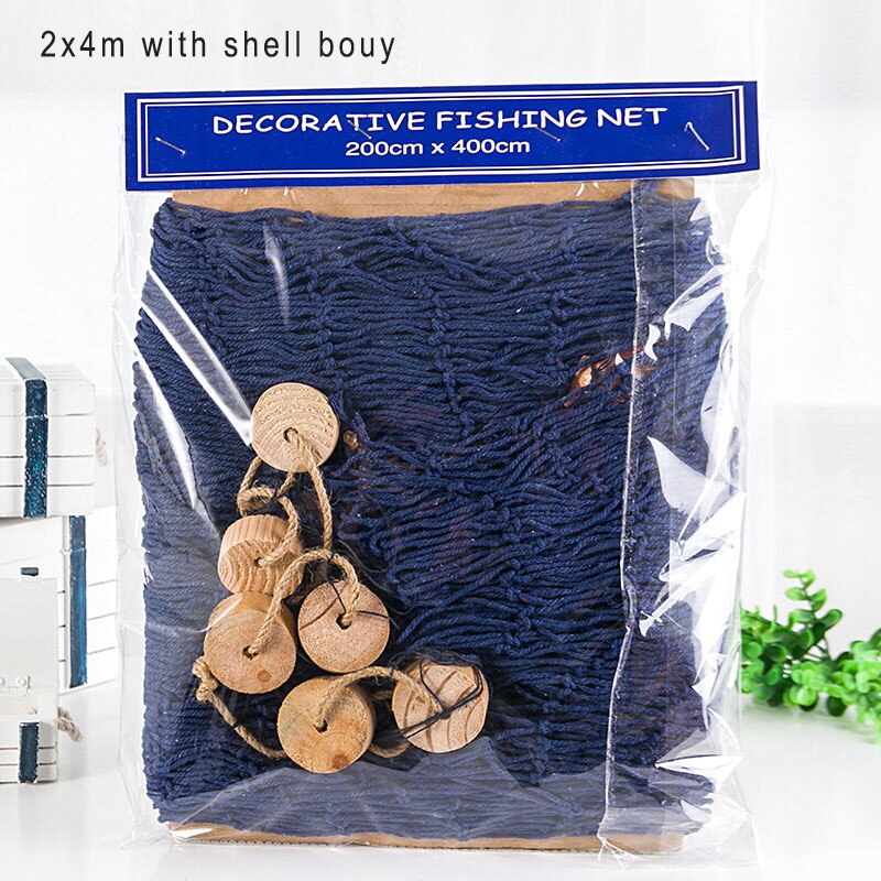 Estate Marine Decor Rete Da Pesca Arazzo Mare In Stile Mediterraneo Decorazione Della Parete di Casa Netto Del Pendente Delle Stelle Marine di Lisca di Pesce Decorazione: 2x4m blue C