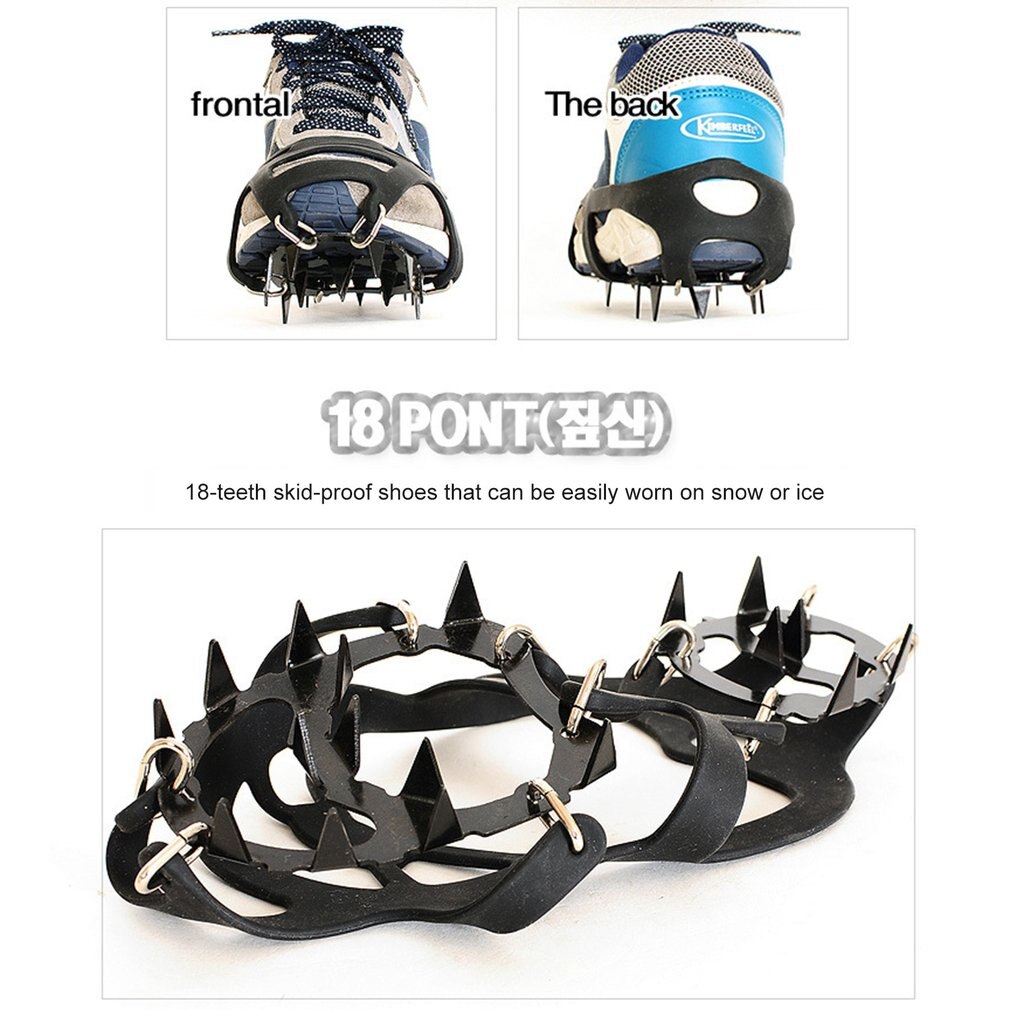 18 tanden stijgijzers antislip ijs sneeuw klimmen antislip schoenovertrekken spikes stijgijzers antislip overschoenen m/l