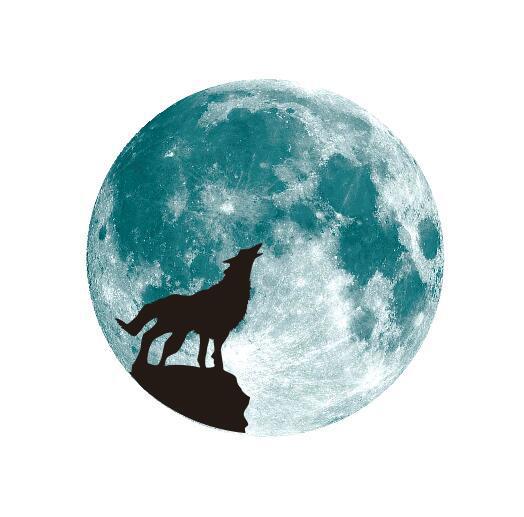 Adesivi fluorescenti da 30cm super luminoso Luna Luna castello Due poco no indovinare Luna fulvo stella Luna adesivo murale lunare: Wolf